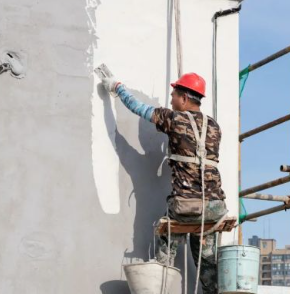 建筑外墙粉刷防坠器与安全带搭配使用守护工人安全